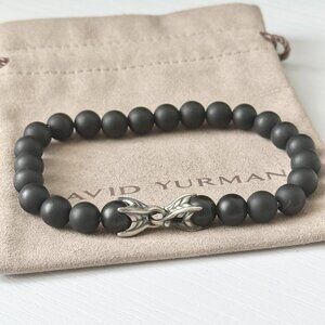 David Yurman Matte Black Onyx Spiritual Beads Bracelet in Sterling Silver 8.5"